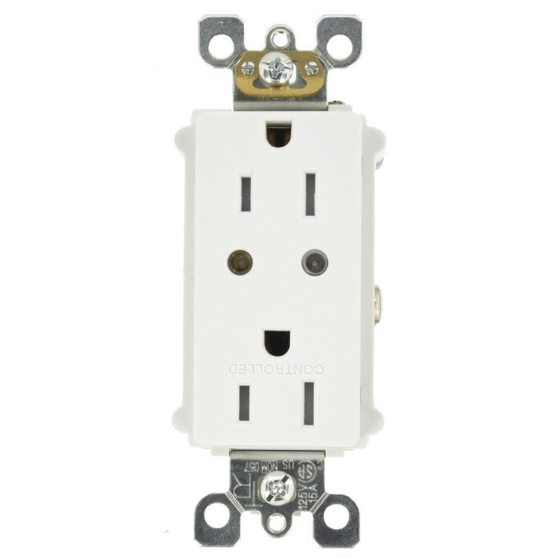 Leviton VRR15-1LZ Vizia RF  Split Duplex Tamper Resistant Scene Capable Receptacle, White/Ivory/Light Almond, Works with Alexa