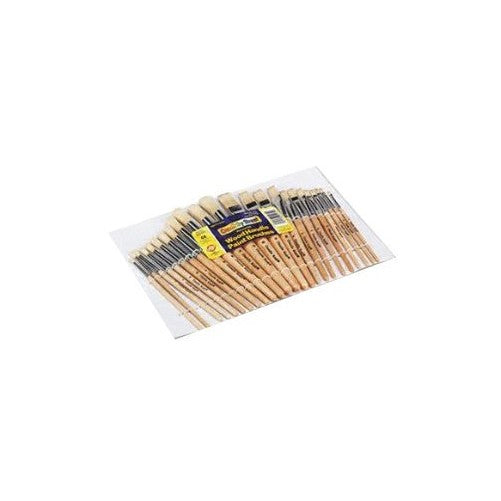 Wood Brushes, Natural Hog Bristles, 12 Round/12 Flat