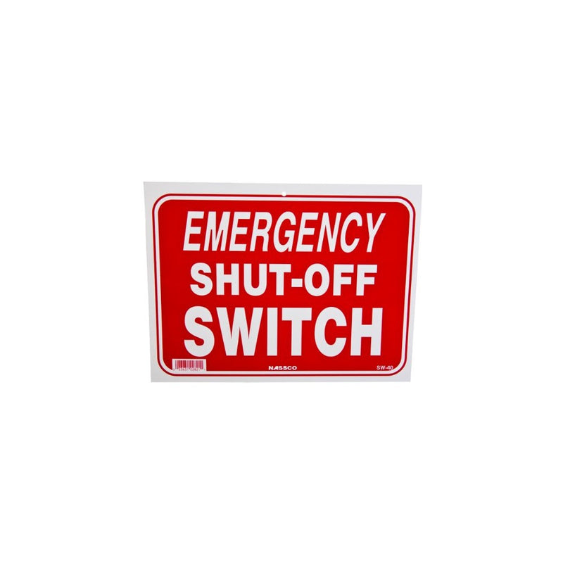 Emergency Shut Off Switch Pool Safety Sign