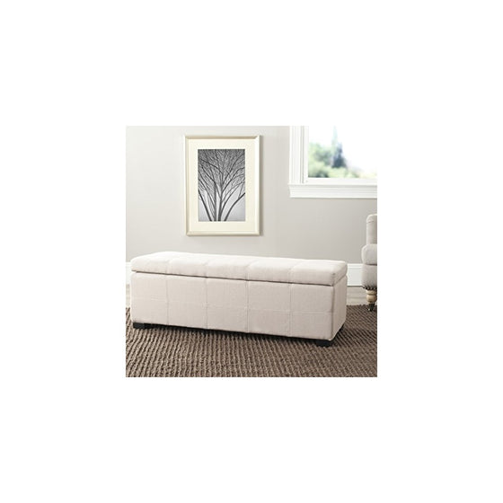 Safavieh Hudson Collection Williamsburg Beige Linen Storage Bench, Large