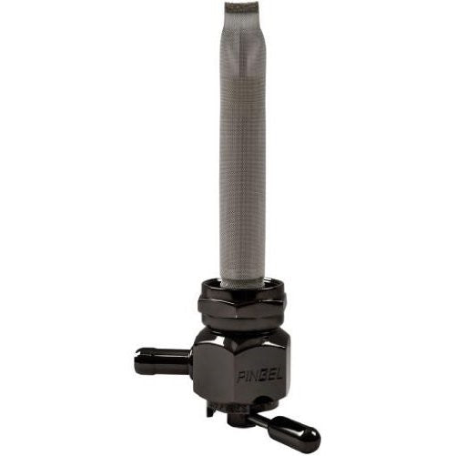 Pingel Black Chrome Power-Flo Vertical Grooved Design Petcock for 90 degree Out