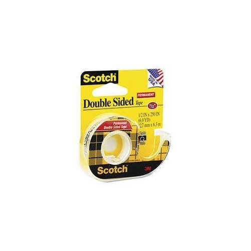 Scotch 137 Double-sided Tape,w/Dispenser,Permanent,1/2"x450",CL