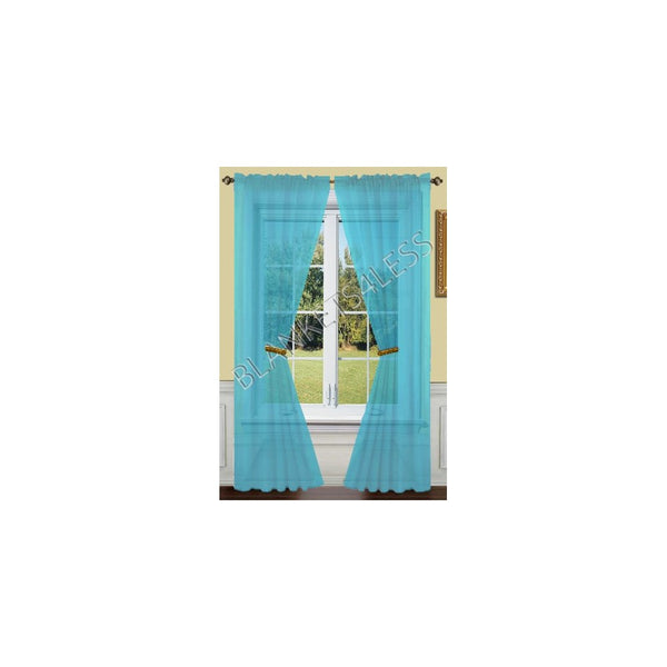 Jenin 2 Piece Solid Turquoise Sheer Window Curtains/drape/panels/treatment 55" w X 84" l