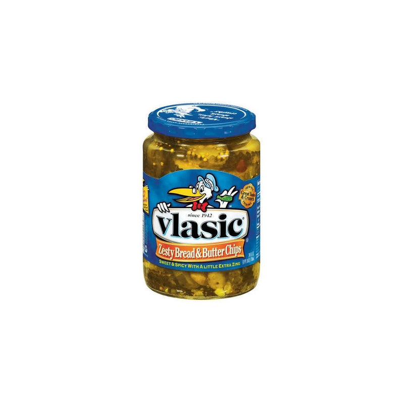 Vlasic Zesty Bread & Butter Pickle Chips 24oz Glass Jar (Pack of 4)