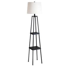 Catalina Lighting 19305-000 Transitional Etagere Floor Lamp with Shelves, Ivory Beige Linen Shade and 3-Way Switch, 58"", Distressed Iron Metal