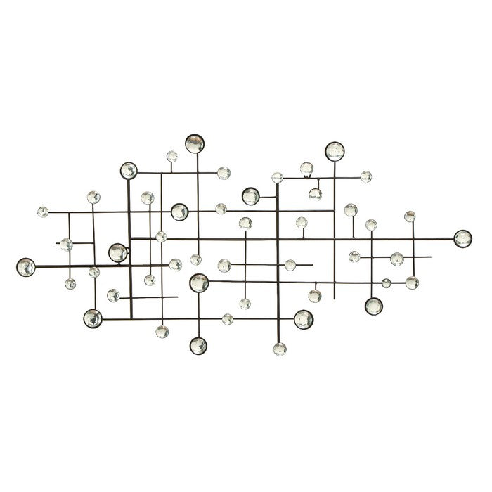 Geometrically Designed Metal WallDecor With Glass Beads
