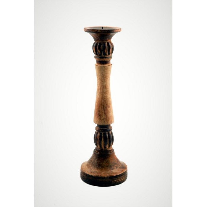 Benzara Mango Wood Vintage Style Candleholder/Candlestick, Set of 3, Brown
