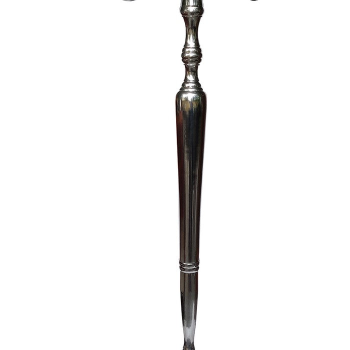 48 Inches Handcrafted 5 Arms Aluminum Candelabra with Fluted Top, Silver