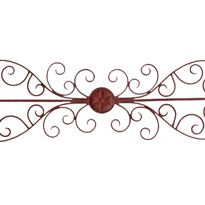 Traditionally Carved Metal Wall Plaque With Scrollwork, Brown