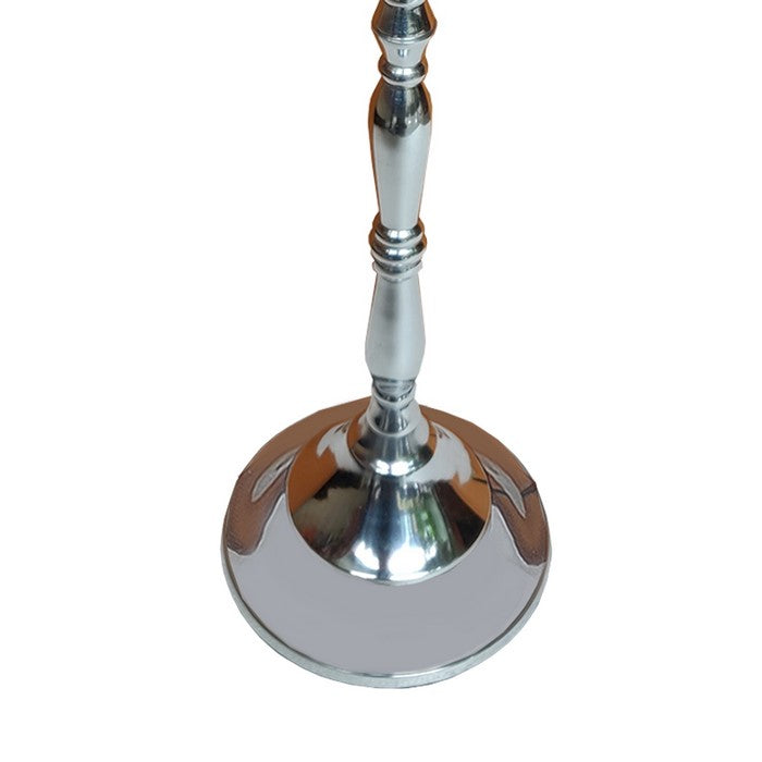 24 Inches Handmade 5 Arms Aluminum Candelabra with Pedestal Body, Polished Silver