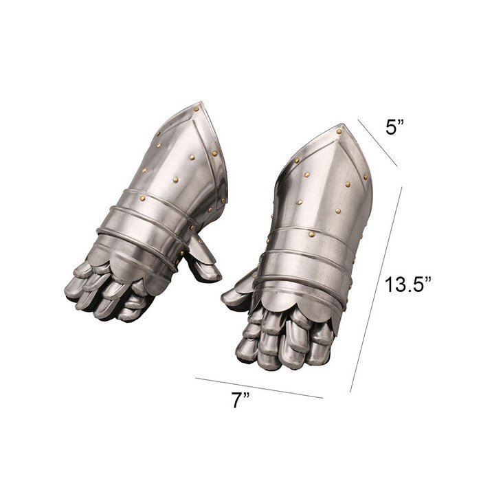Metal Armor Hand Gloves Pair, Silver