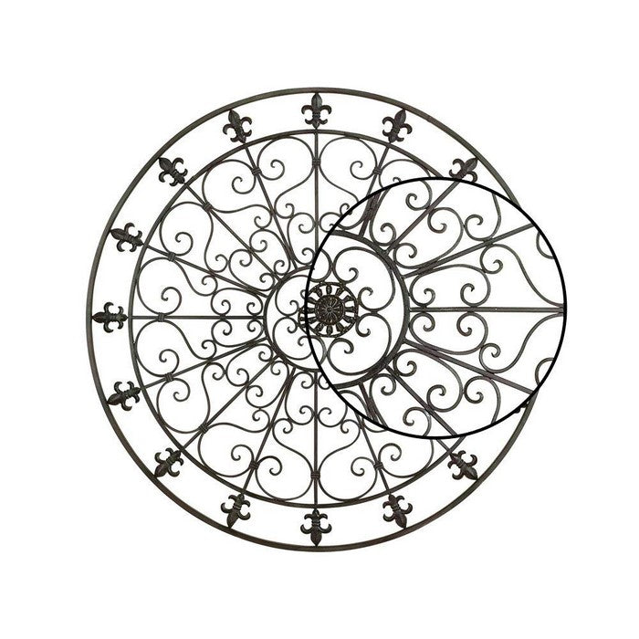 Handmade Metal Medallion Hanging Round Wall Decor with Swirls, Black