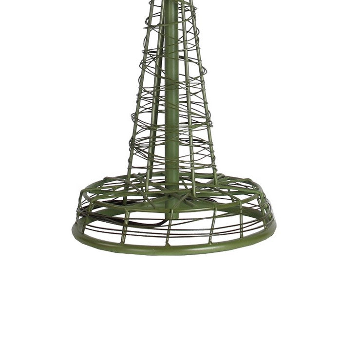 Metal Table Lamp with Mesh Wire Design and Empire Shade, Green