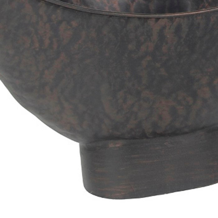 Oval Metal Container with Hammered Details and Ring Handles,Set of 2,Bronze