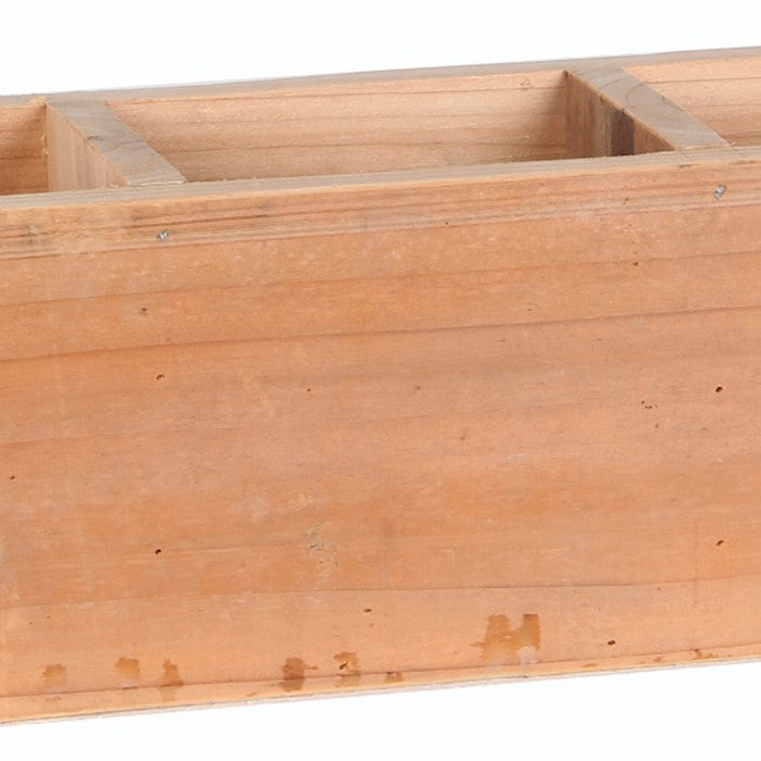 Wooden Toolbox with 3 Compartments and Handle, Brown