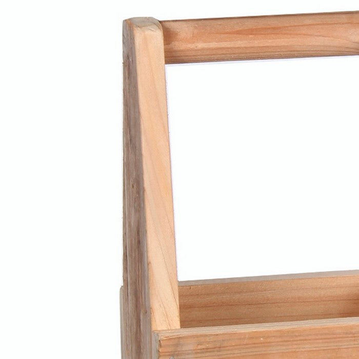 Wooden Toolbox with 3 Compartments and Handle, Brown