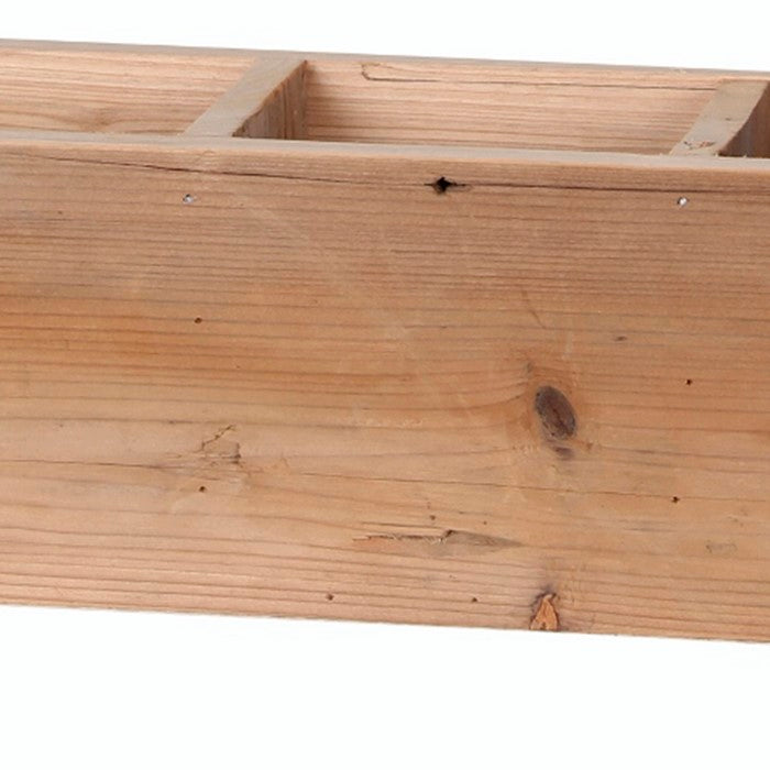 Wooden Toolbox with 5 Compartments and Handle, Brown