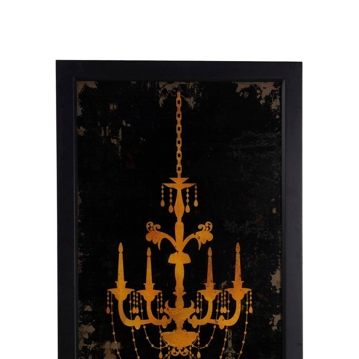 Traditional Rectangular Shaped Chandelier Wall Art, Yellow and Black