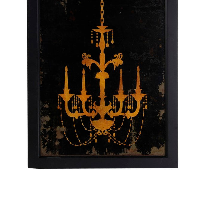 Traditional Rectangular Shaped Chandelier Wall Art, Yellow and Black