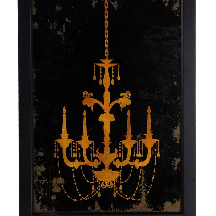Traditional Rectangular Shaped Chandelier Wall Art, Yellow and Black
