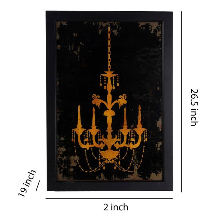 Traditional Rectangular Shaped Chandelier Wall Art, Yellow and Black