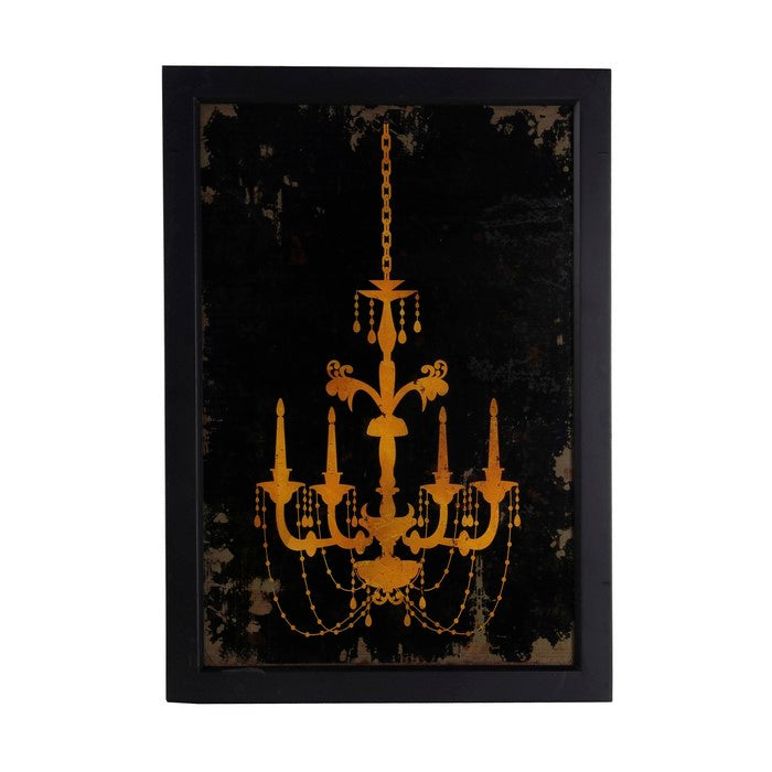 Traditional Rectangular Shaped Chandelier Wall Art, Yellow and Black
