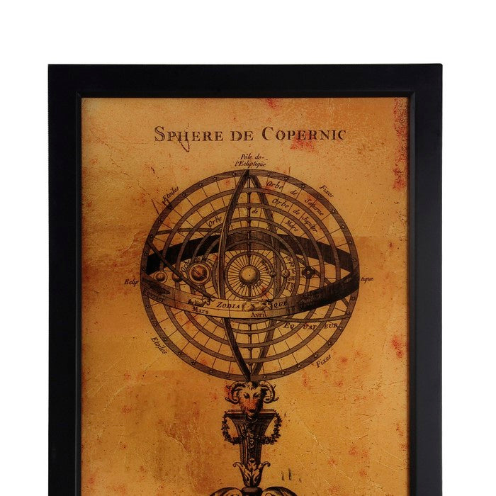 Rectangular Shaped Copernicus Model Wall Art, Brown and Black