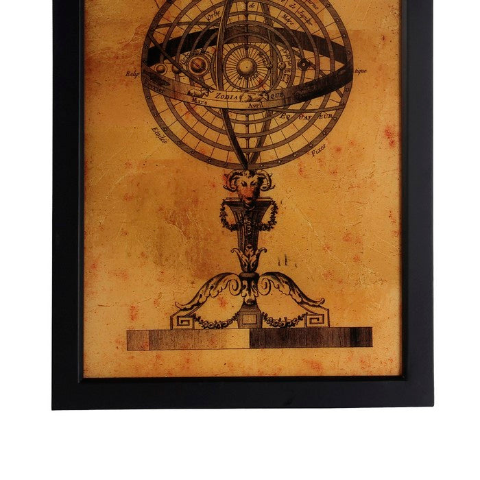 Rectangular Shaped Copernicus Model Wall Art, Brown and Black