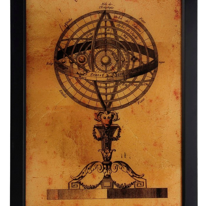 Rectangular Shaped Copernicus Model Wall Art, Brown and Black