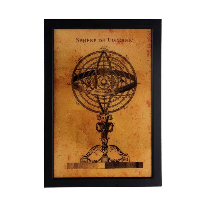 Rectangular Shaped Copernicus Model Wall Art, Brown and Black