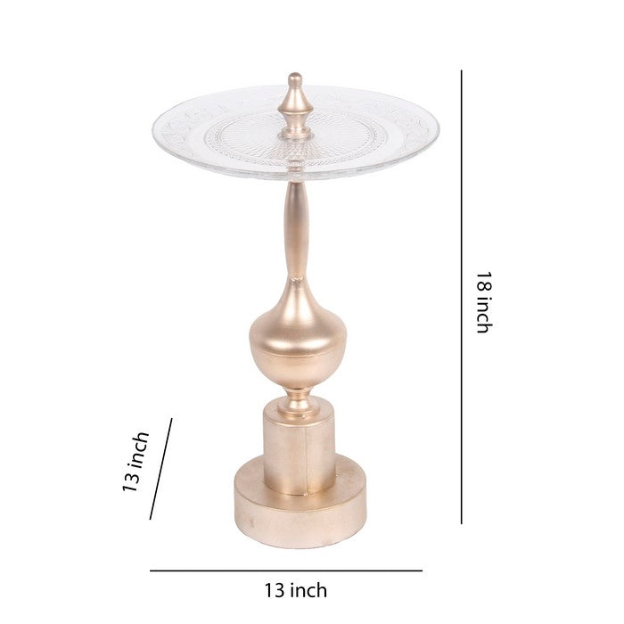 Glass Tray with Turned Metal Pedestal Base, Medium, Bronze and Silver