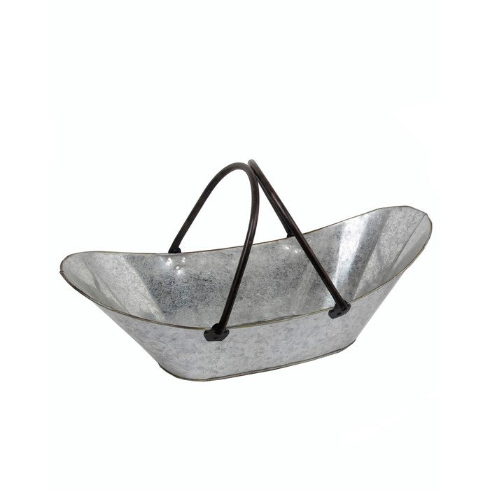 Metal Storage Basket with Two Handles, Large, Gray