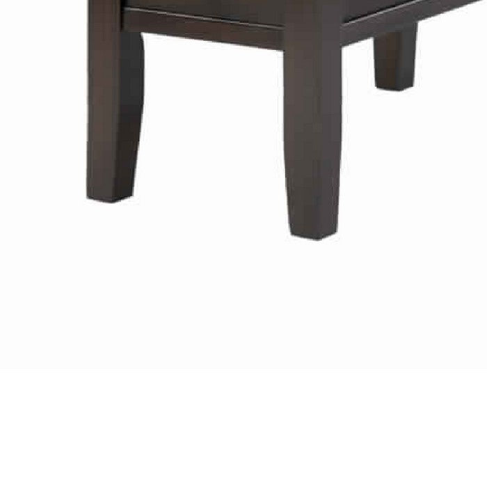 Wooden End Table with Upper Shelf and 2 Drawers, Dark Brown