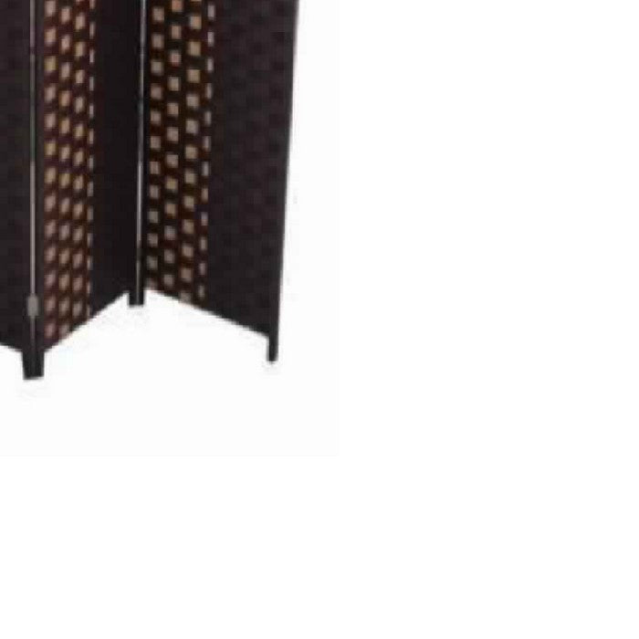 Paper Straw Weave 4 Panel Screen with 2 Inch Wooden Legs, Brown