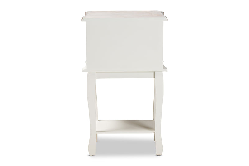 Baxton Studio Amalie Antique French Country Cottage Two-Tone White and Oak Finished 2-Drawer Wood Nightstand