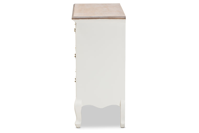 Baxton Studio Amalie Antique French Country Cottage Two-Tone White and Oak Finished 4-Drawer Accent Storage Cabinet