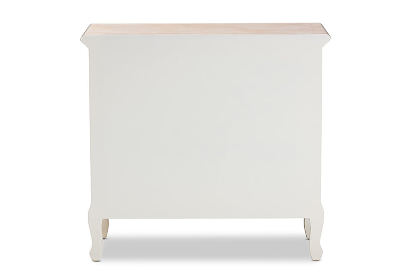 Baxton Studio Amalie Antique French Country Cottage Two-Tone White and Oak Finished 4-Drawer Accent Storage Cabinet