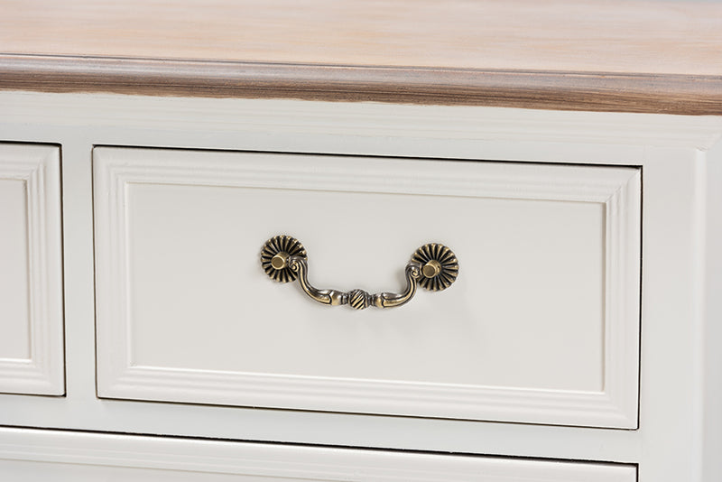 Baxton Studio Amalie Antique French Country Cottage Two-Tone White and Oak Finished 4-Drawer Accent Storage Cabinet