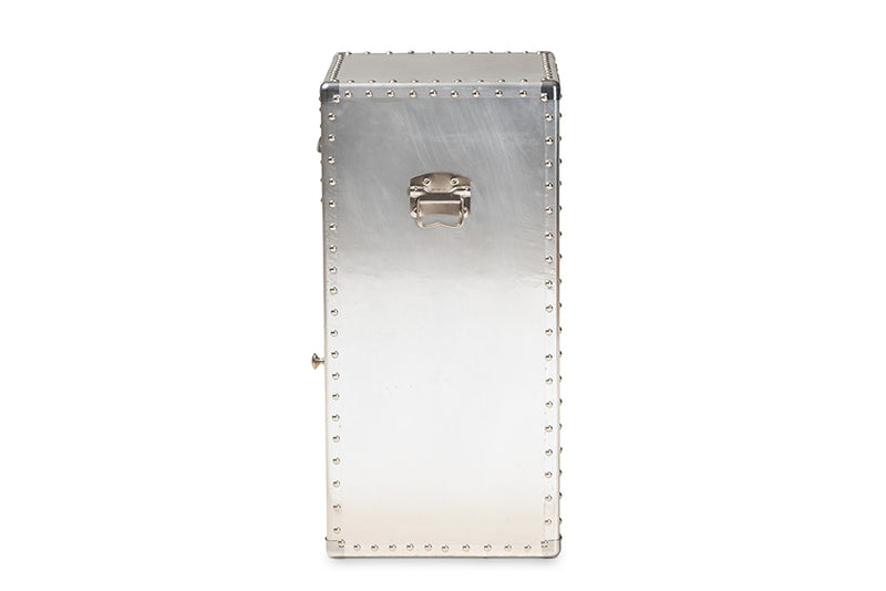 Baxton Studio Serge French Industrial Silver Metal 1-Door Accent Storage Cabinet