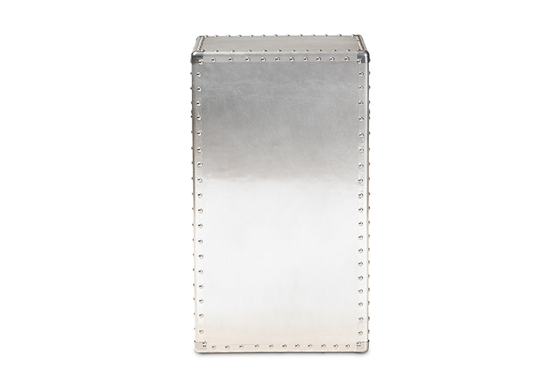 Baxton Studio Serge French Industrial Silver Metal 1-Door Accent Storage Cabinet