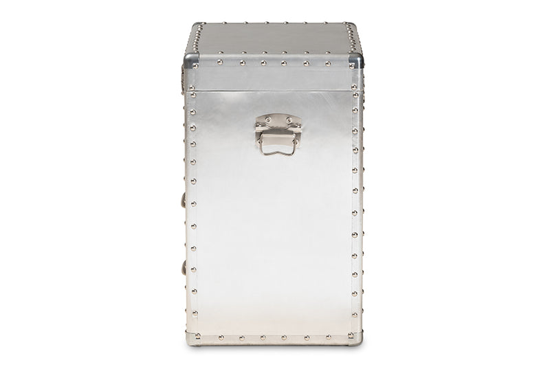 Baxton Studio Serge French Industrial Silver Metal 2-Drawer Accent Storage Cabinet