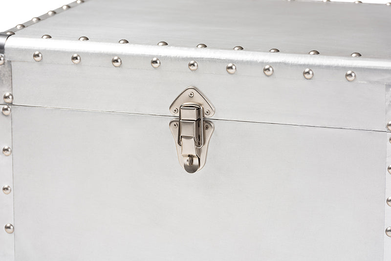 Baxton Studio Serge French Industrial Silver Metal 2-Drawer Accent Storage Cabinet