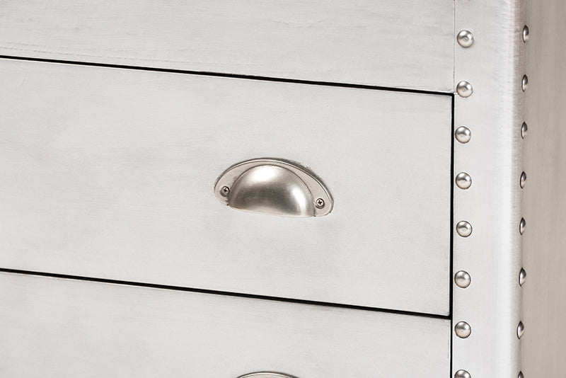 Baxton Studio Serge French Industrial Silver Metal 3-Drawer Accent Storage Cabinet