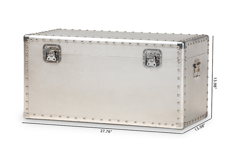 Baxton Studio Serge French Industrial Silver Metal Storage Trunk
