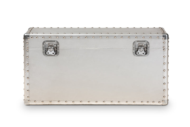 Baxton Studio Serge French Industrial Silver Metal Storage Trunk