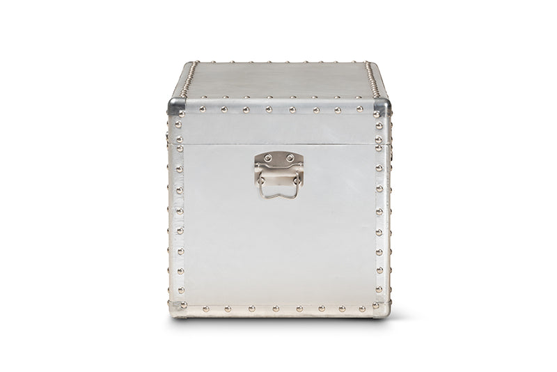 Baxton Studio Serge French Industrial Silver Metal Storage Trunk