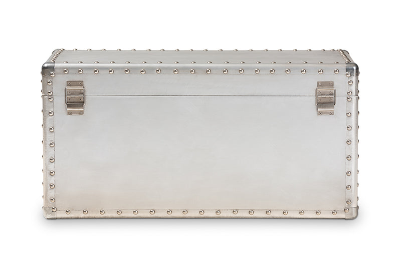 Baxton Studio Serge French Industrial Silver Metal Storage Trunk