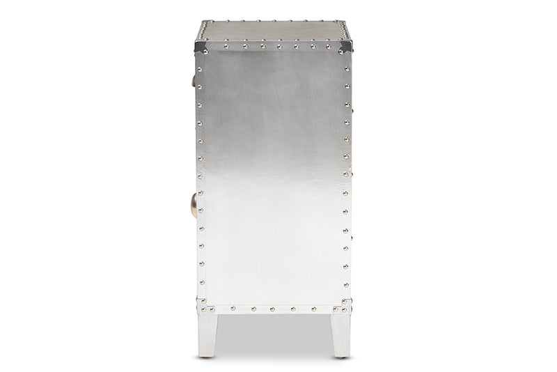Baxton Studio Romain French Industrial Silver Metal 1-Door Accent Storage Cabinet