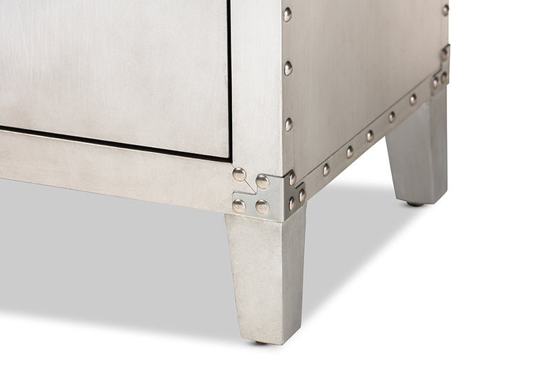 Baxton Studio Romain French Industrial Silver Metal 1-Door Accent Storage Cabinet