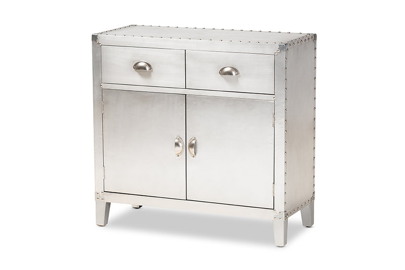 Baxton Studio Romain French Industrial Silver Metal 2-Door Accent Storage Cabinet